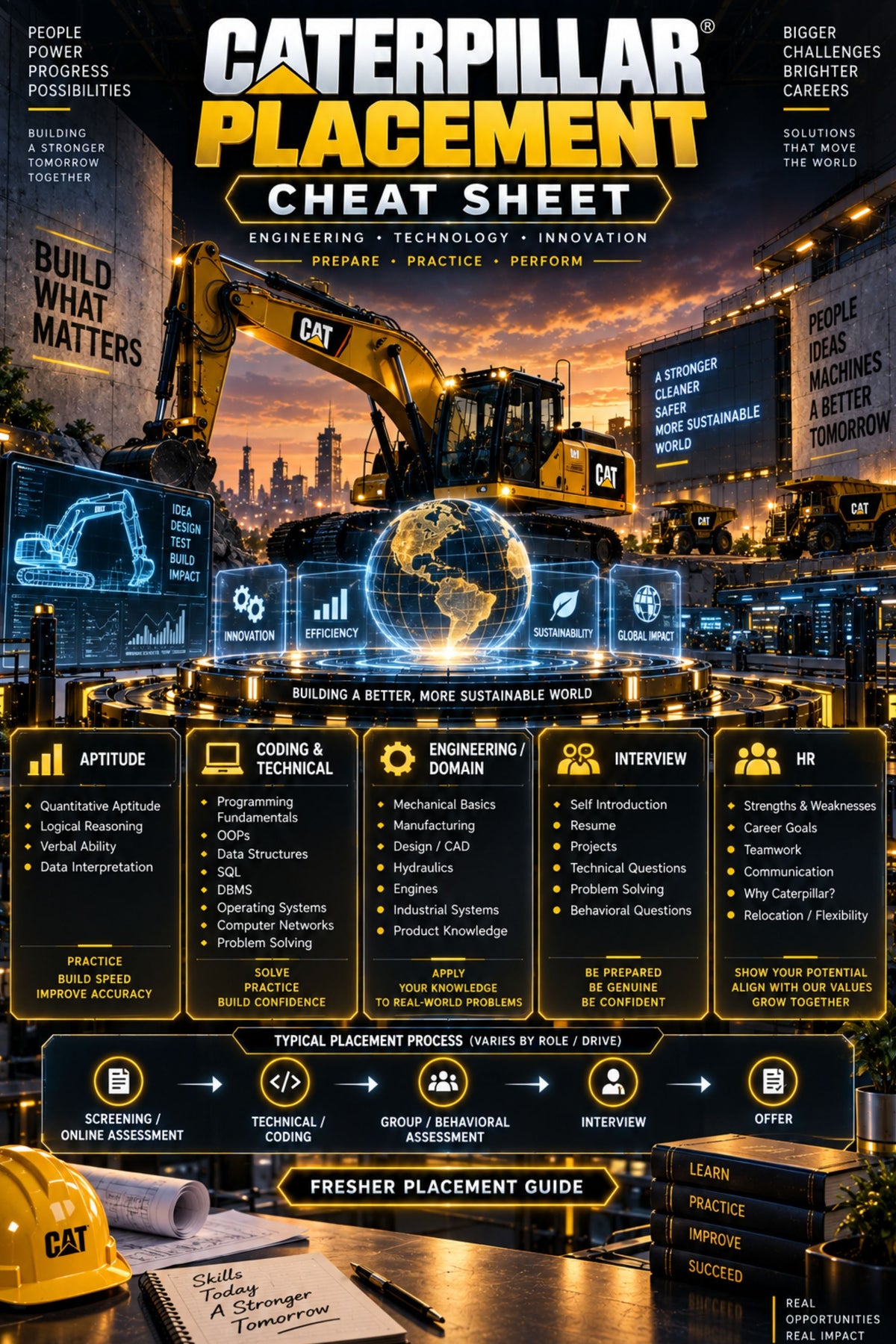 Caterpillar Placement Cheat Sheet for Freshers ⭐