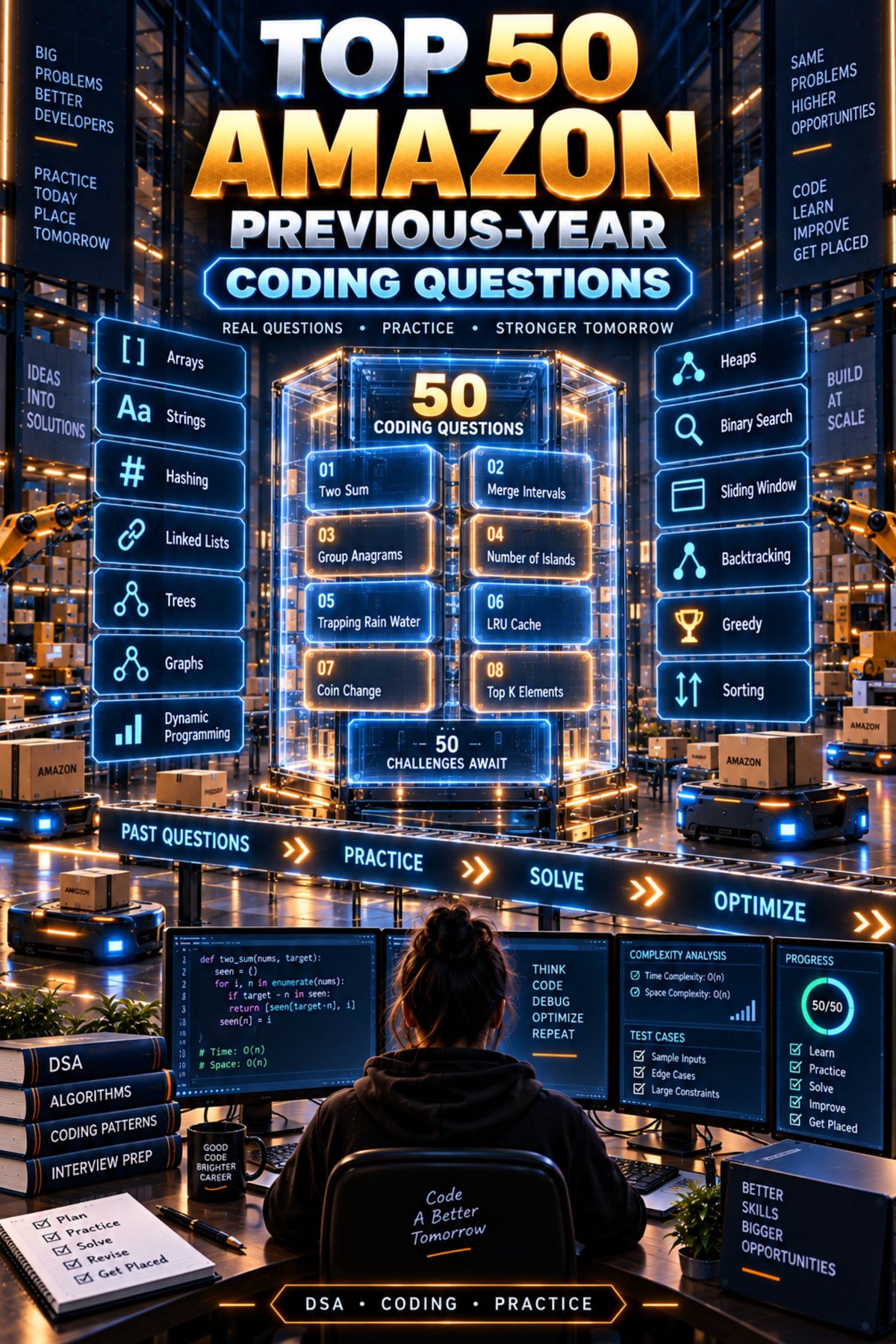 Top 50 Amazon Previous-Year Coding Questions with Answer for Freshers ⭐