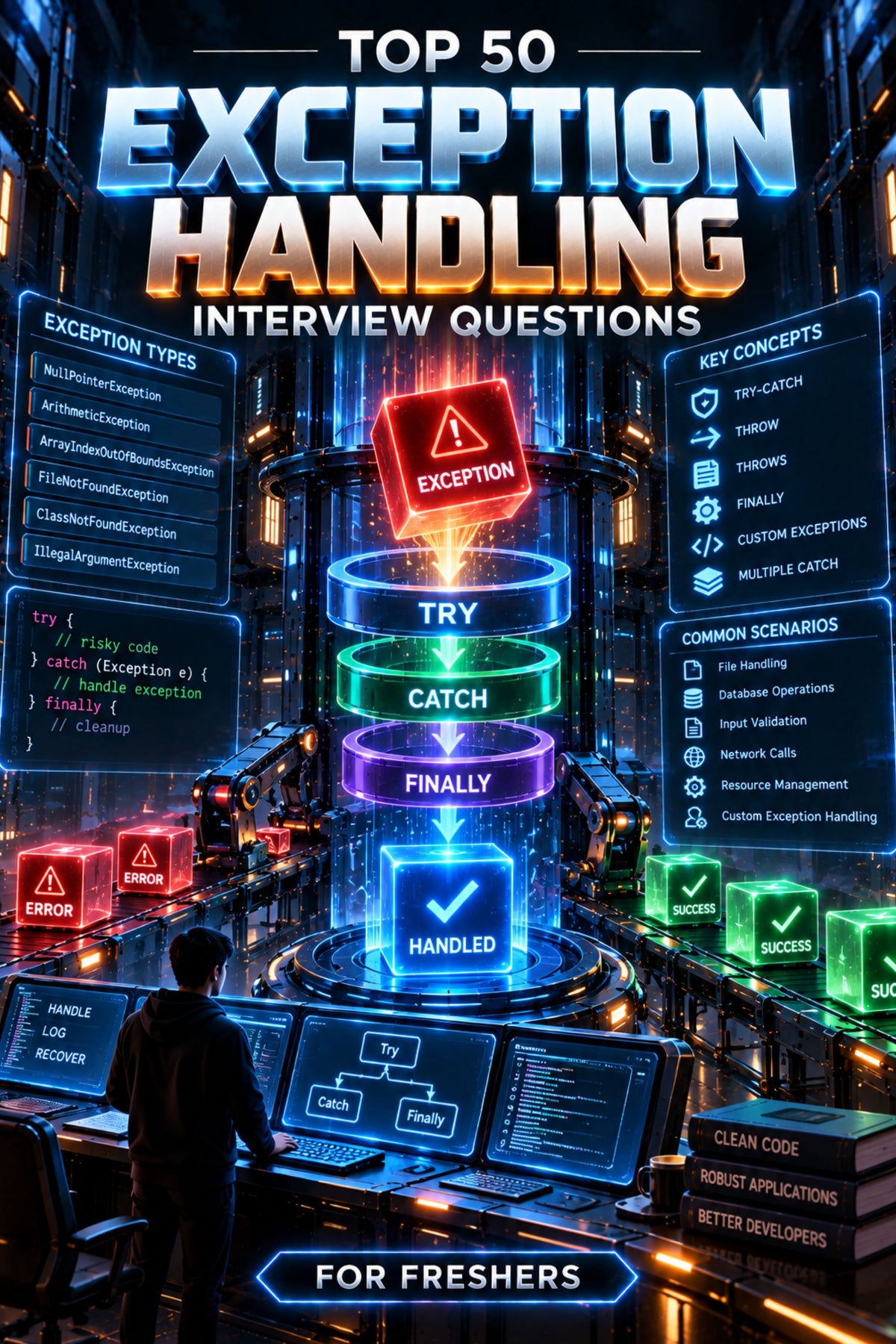 Top 50 Exceptional Handling Interview Questions with Answers for Freshers ⭐
