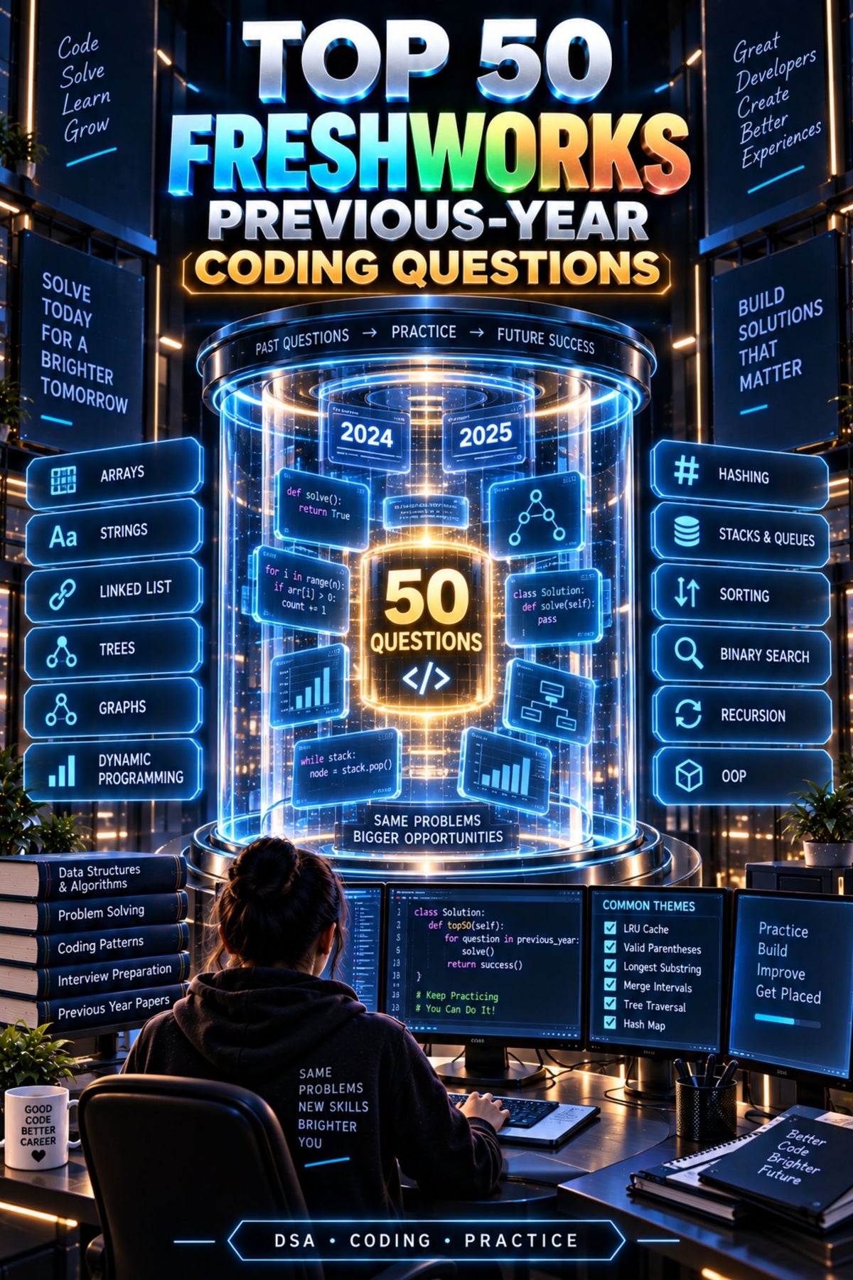 Top 50 Freshworks Previous-Year Coding Questions with Answer for Freshers ⭐