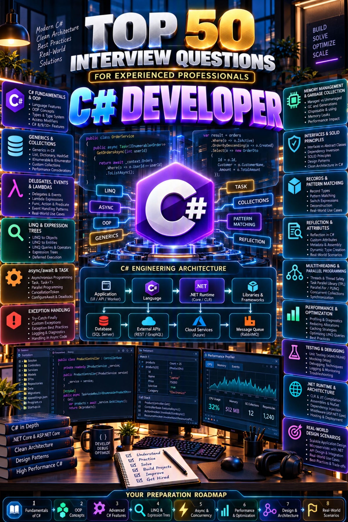 Top 50 C# Developer General Interview Questions with Answers for Experienced ⭐