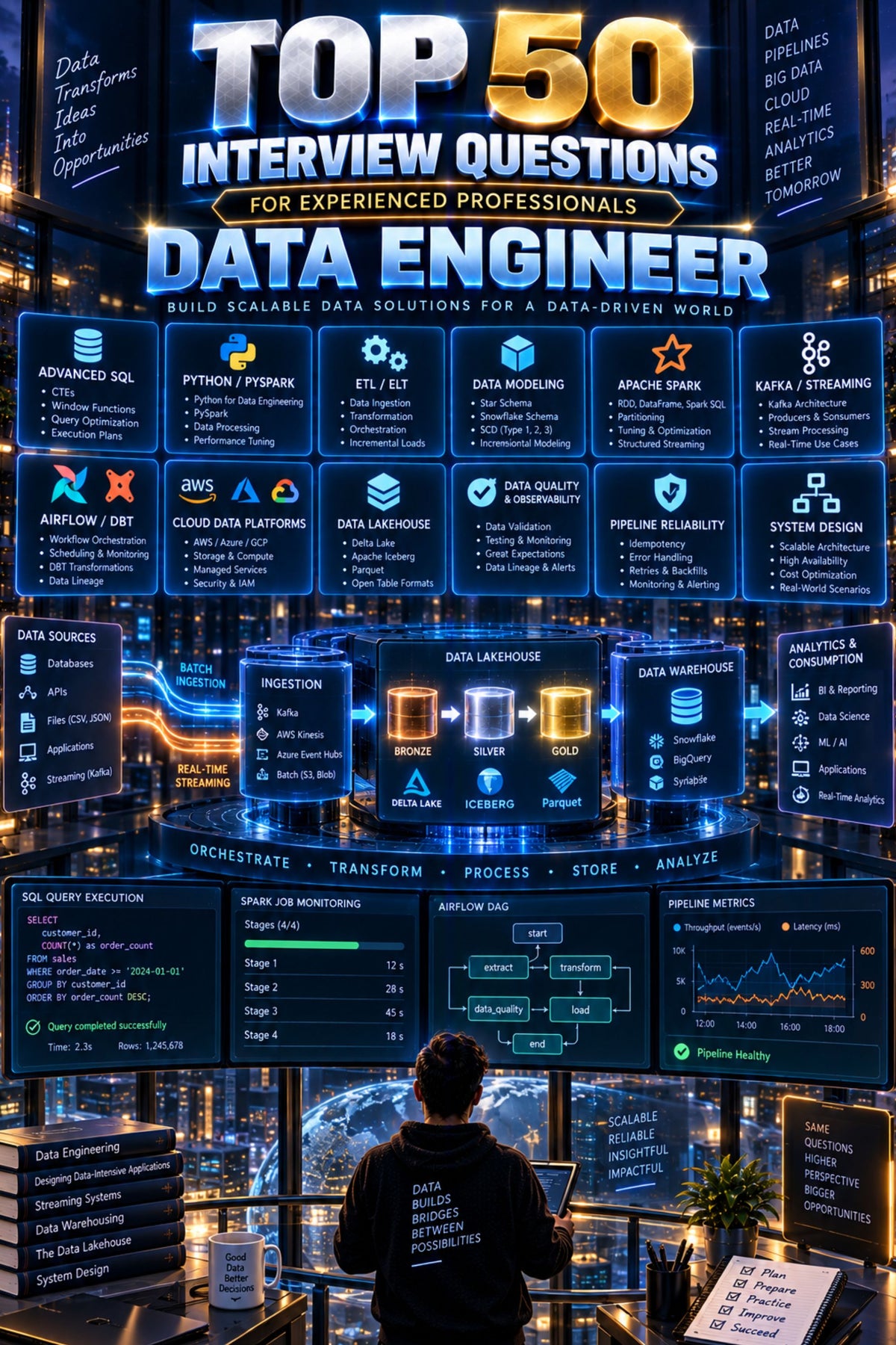 Top 50 Data Engineer General Interview Questions with Answers for Experienced ⭐