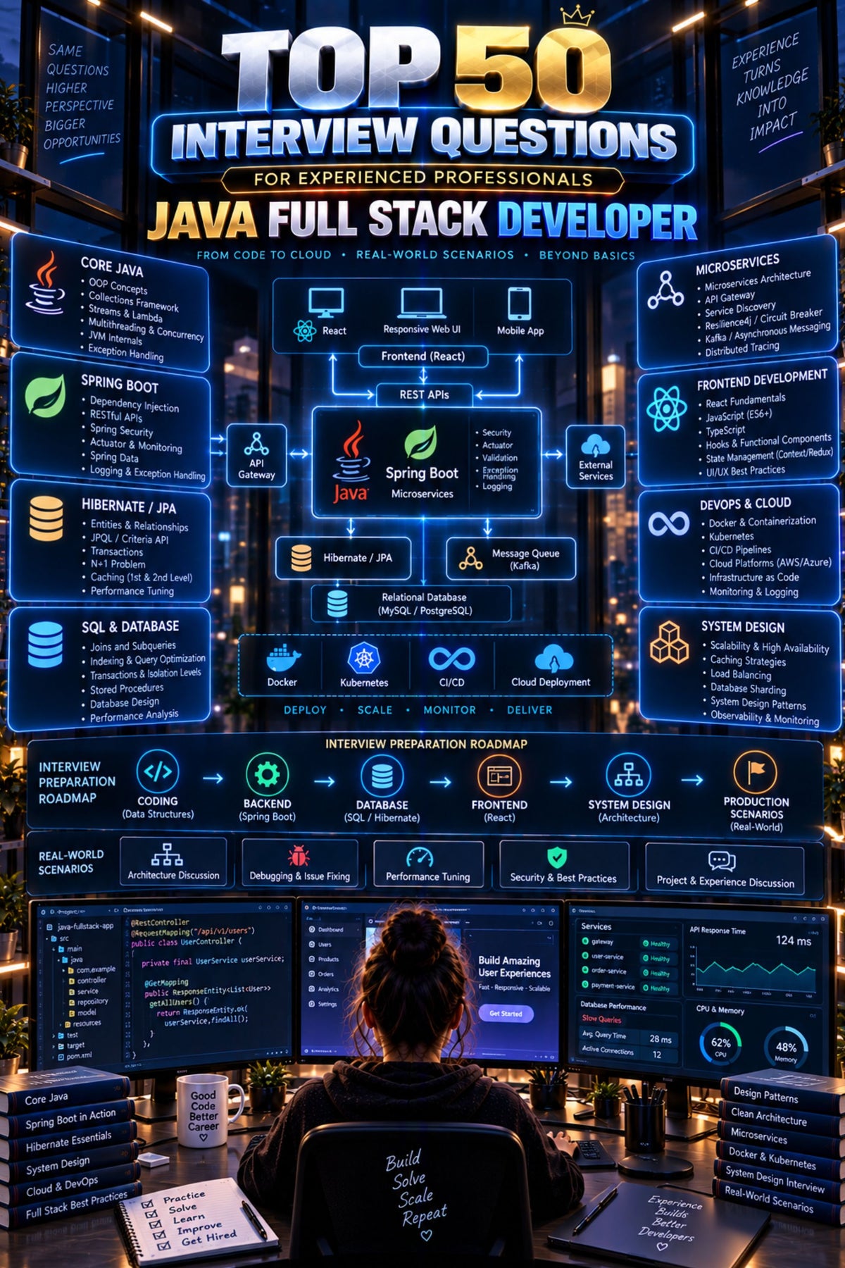 Top 50 Java Full Stack Developer Interview Questions with Answers for Experienced ⭐