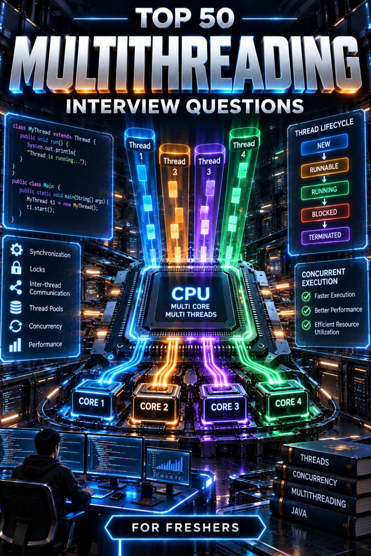 Top 50 Multithreading Theory Interview Questions with Answers for Freshers ⭐