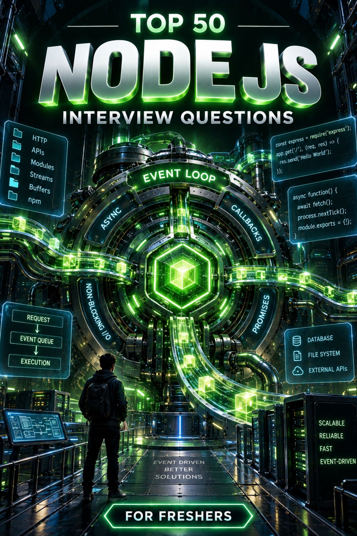 Top 50 Node.js General Theory Interview Questions with Answers for Freshers ⭐