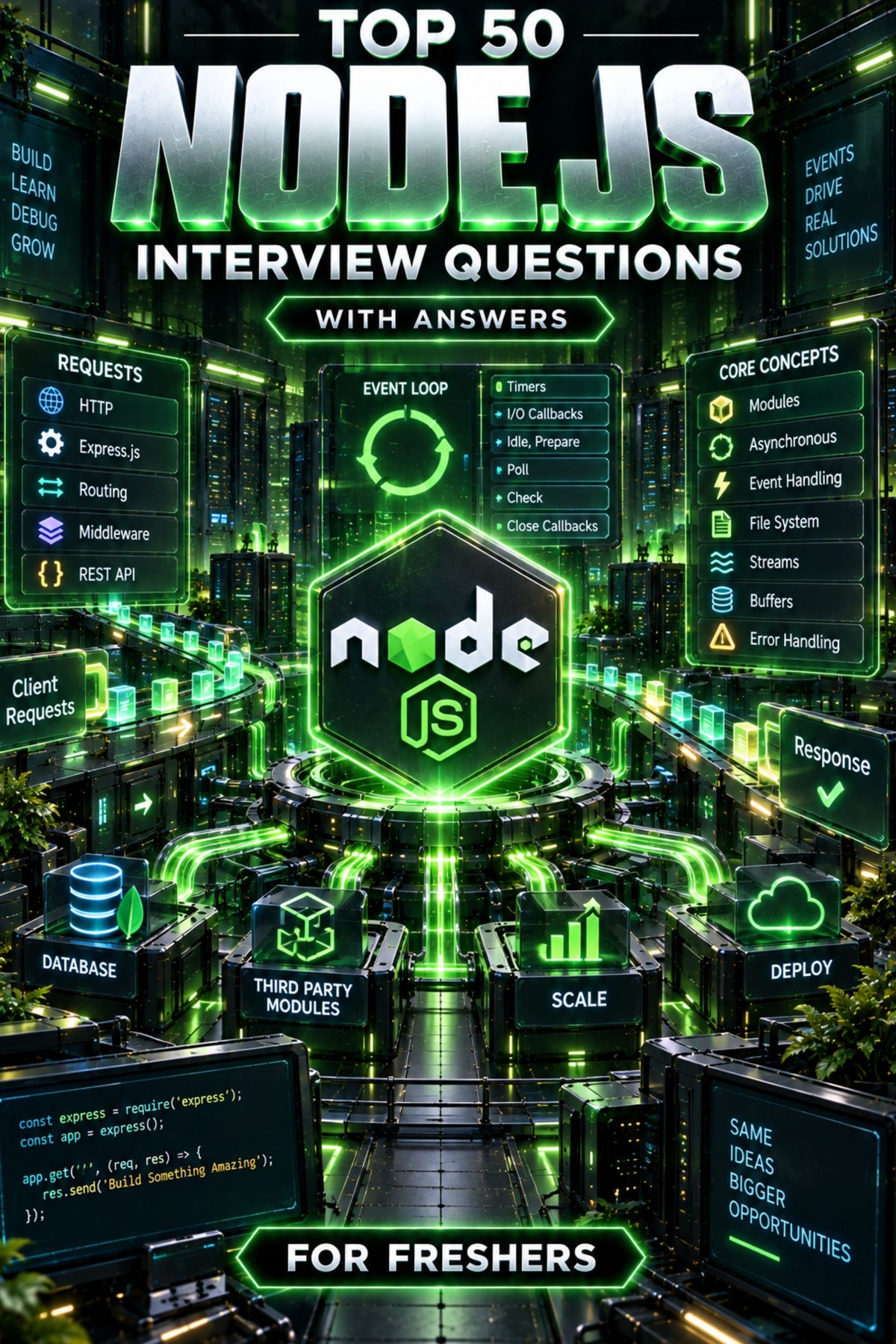 Top 50 Node.js General Theory Interview Questions with Answers ⭐