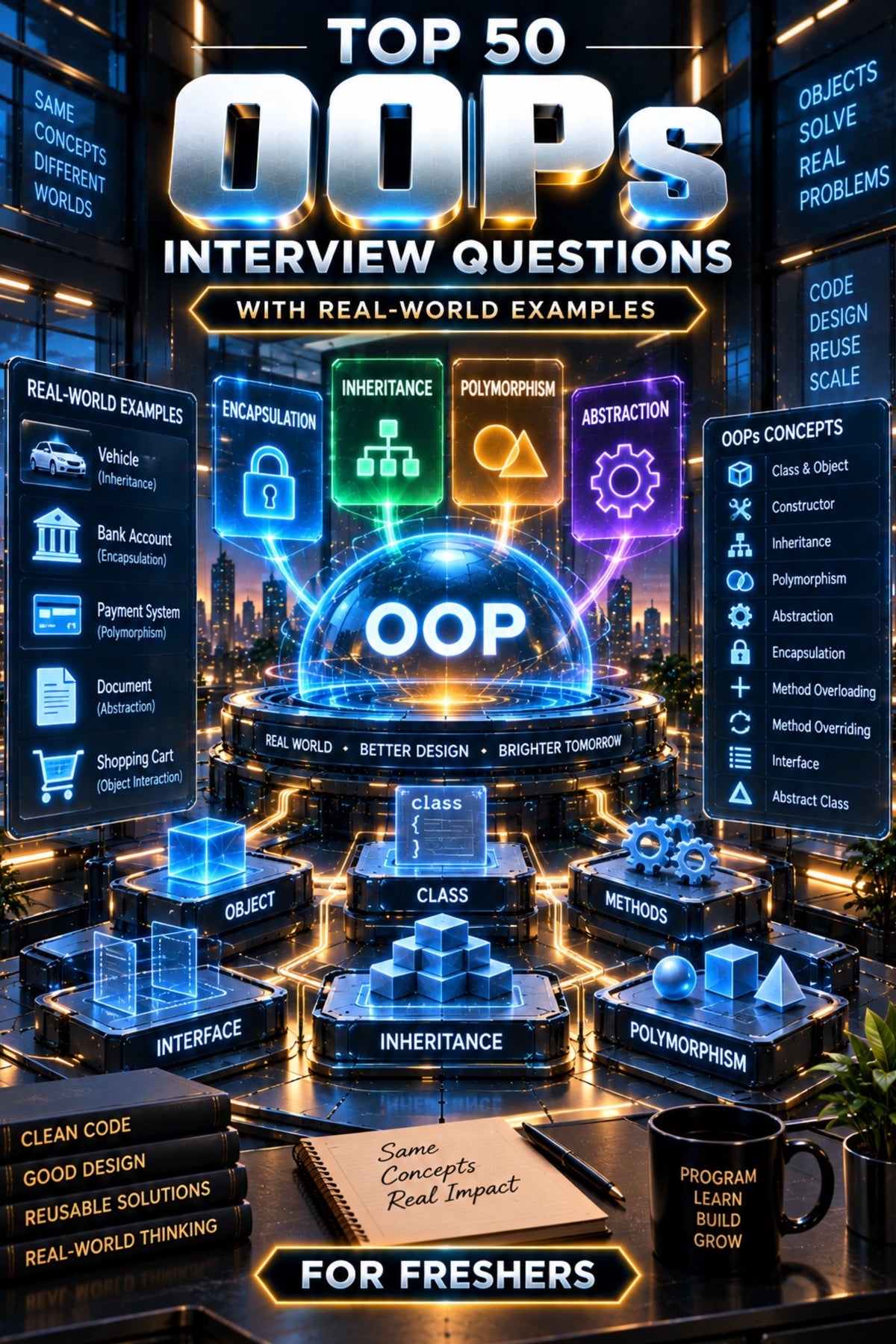 Top 50 OOPs Interview Questions with Real-World Examples ⭐