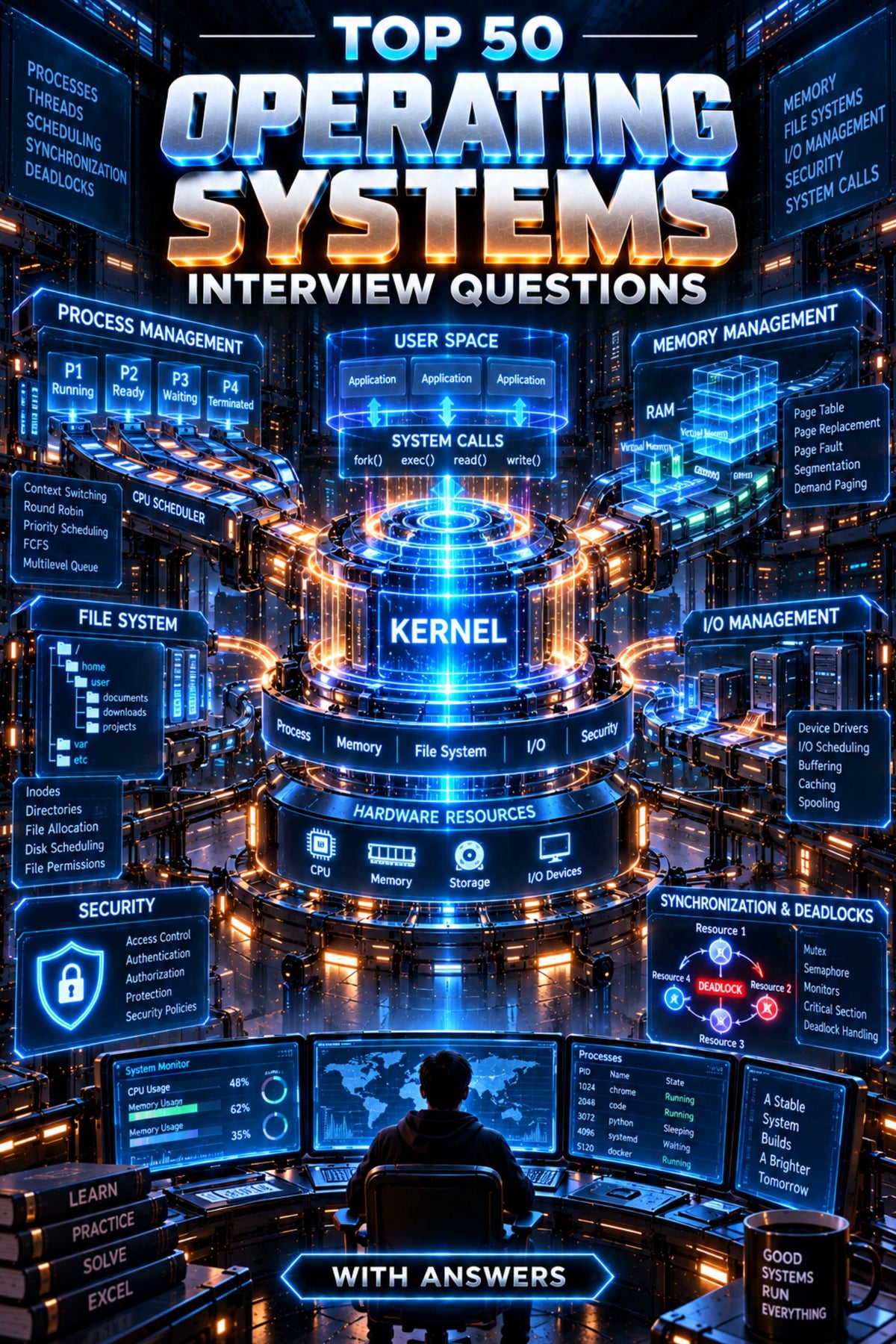 Top 50 Operating Systems Interview Questions with Answers ⭐