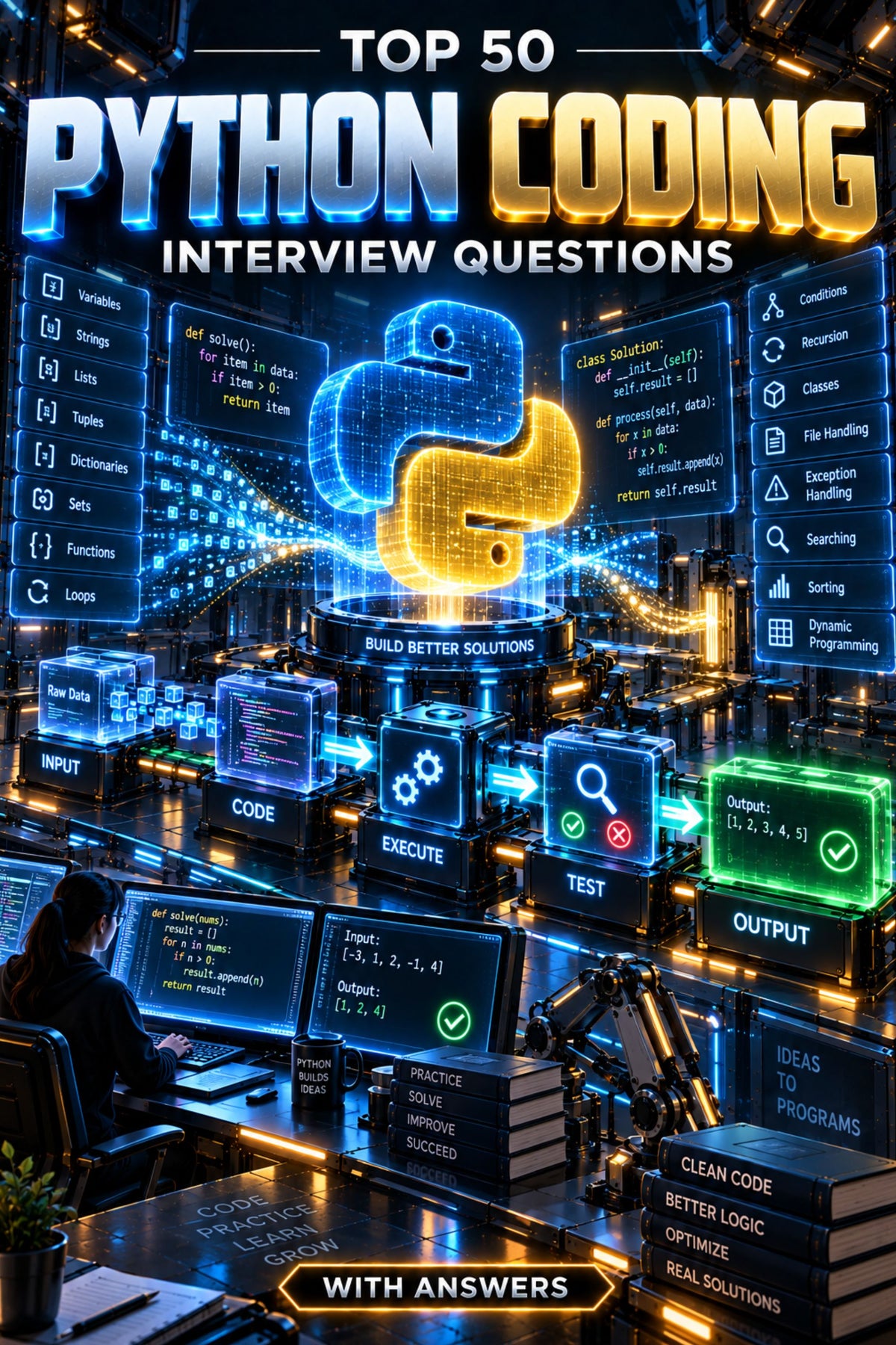 Top 50 Python Coding Interview Questions with Answers ⭐