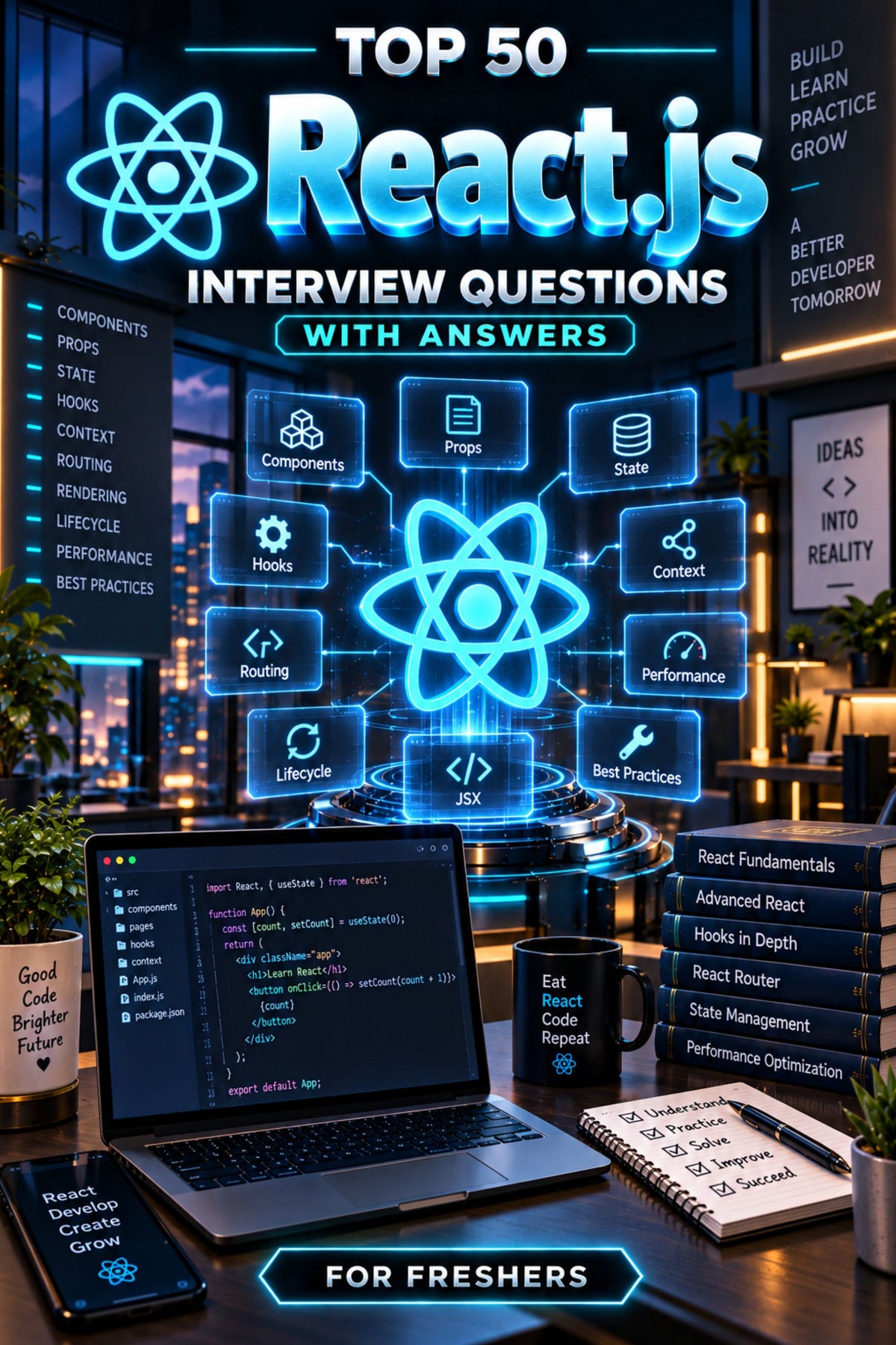 Top 50 React.js Interview Questions with Answers ⭐